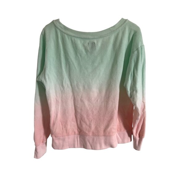 Gap Ombre Terry Soft Pullover Sweatshirt Pastel Mint Pink Gradient - Picture 3 of 4